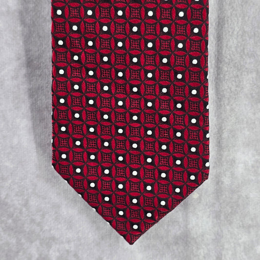 Pronto Uomo Red Geometric White Executive Polka Dot Silk Men's Neck Tie