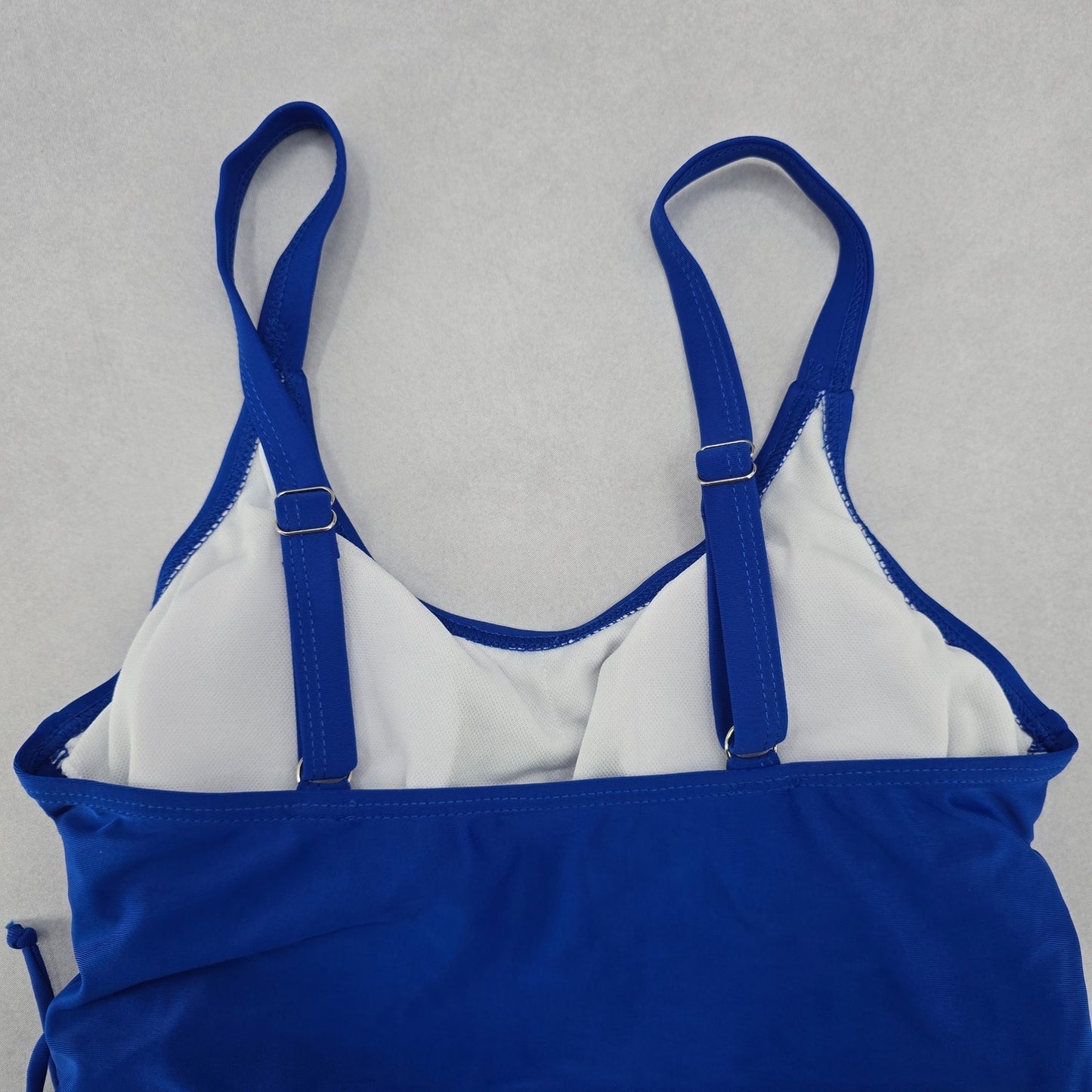 Blue Crisscross Ties Crop Padded Ruffle Beach Bikini Bralette Swim Top S Small
