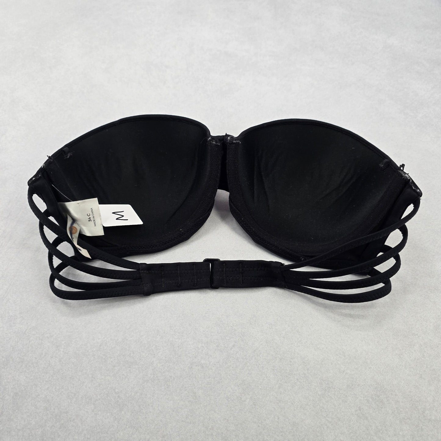 Shade & Shore Black Padded Strapless Swim Sports Bra Beach Bikini Top 34C