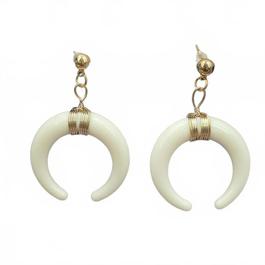 White Gold Half Circle Moon Crescent Drop Dangle Earring Fashion Jewelry JB1-06