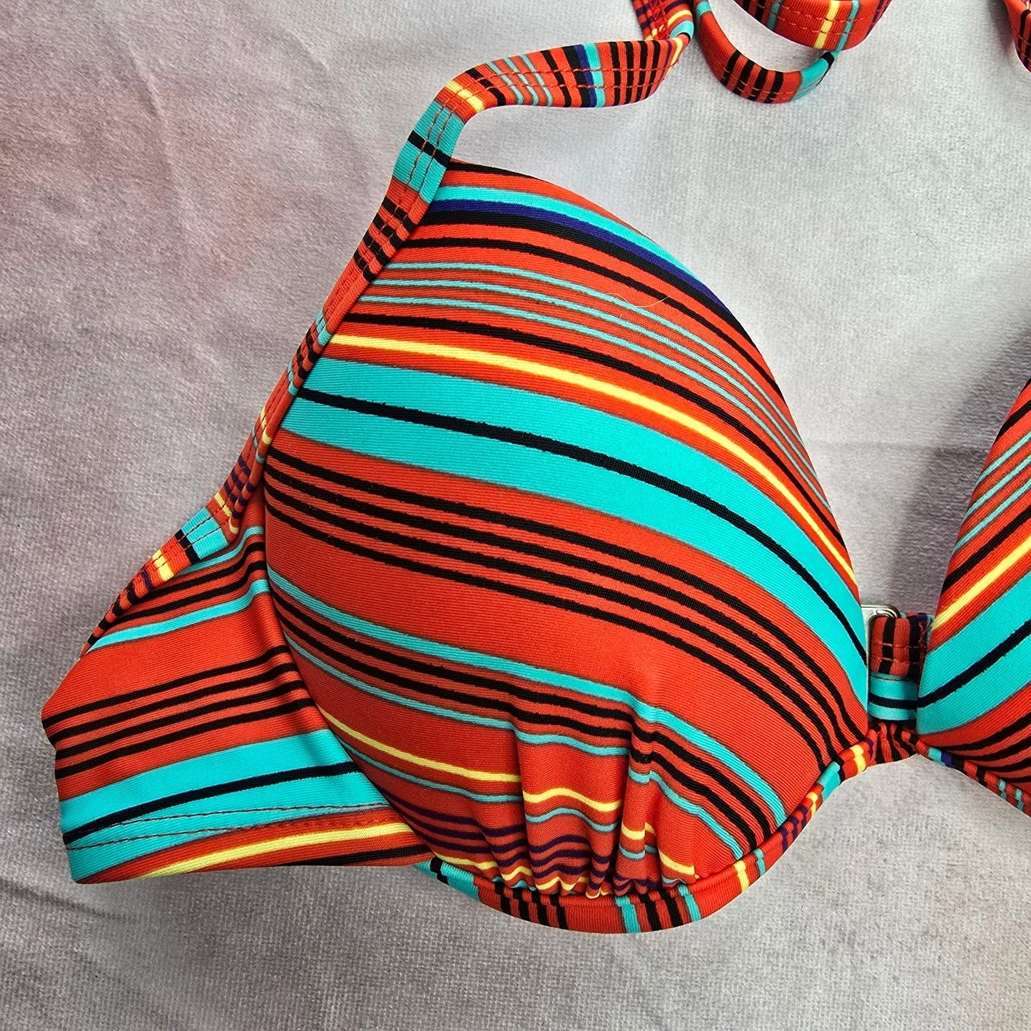 Xhilaration Red Blue Stripe Padded String Hook Wired Bikini Top Swimwear Medium