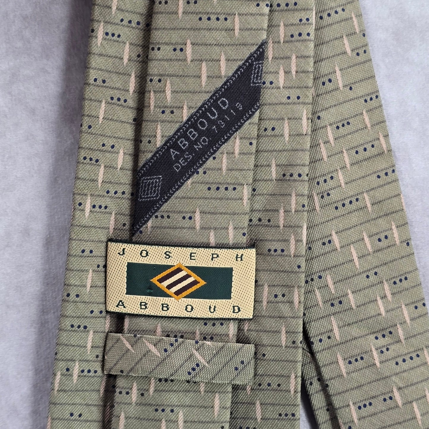 Joseph Abboud Green Geometric Stripe Executive Corporate Dot Men's Neck Tie