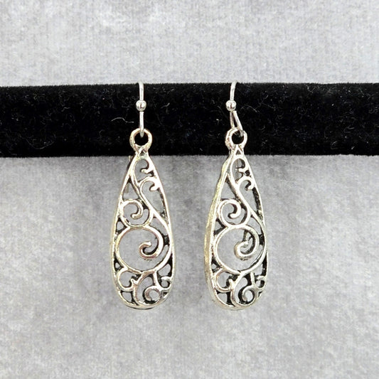 Zara Silver Tear Drop Bohemian Floral Hook Dangle Earring Fashion Jewelry JB2-3