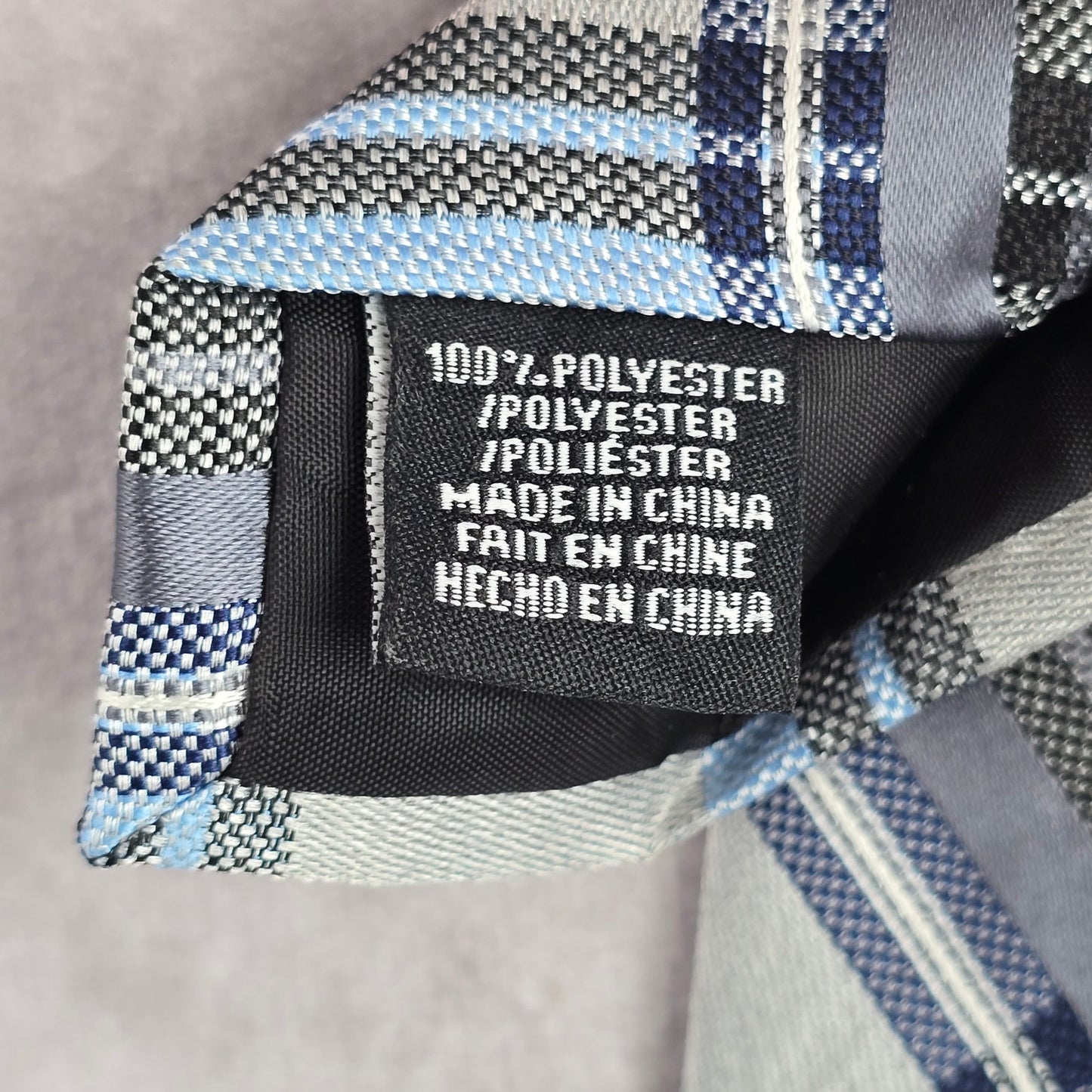 Perry Ellis Portfolio Striped Blue Gray Tartan Plaid Executive Neck Tie Men's