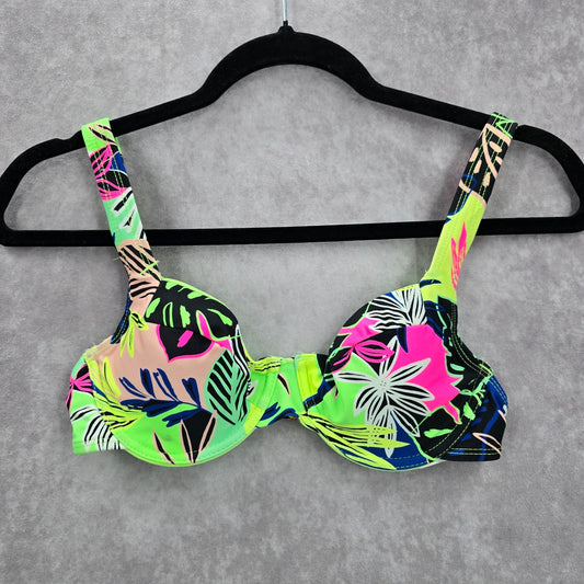 No Boundaries Green Floral Tropical Bikini Top Swimwear Padded Swimsuit Small