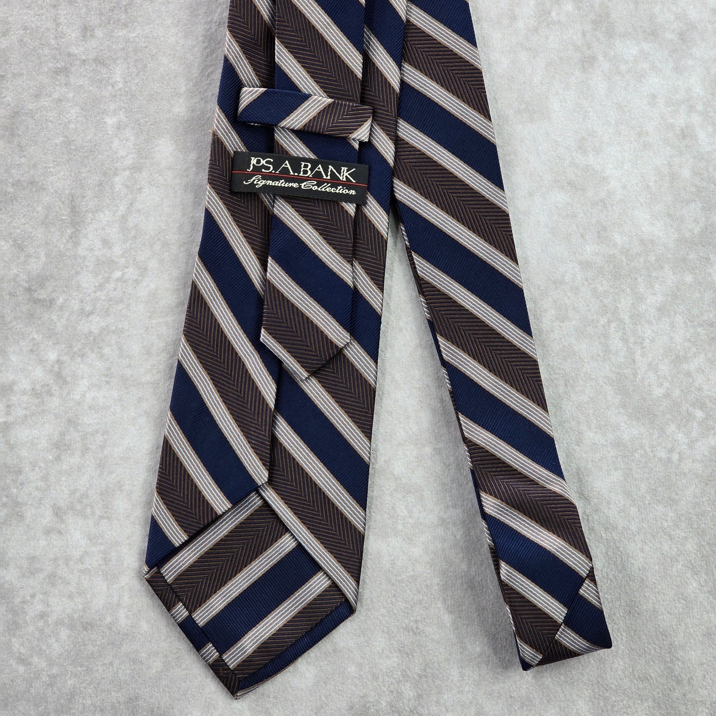 Jos. A. Bank Striped Brown Blue Repp Geometric Executive Silk Neck Tie Men's