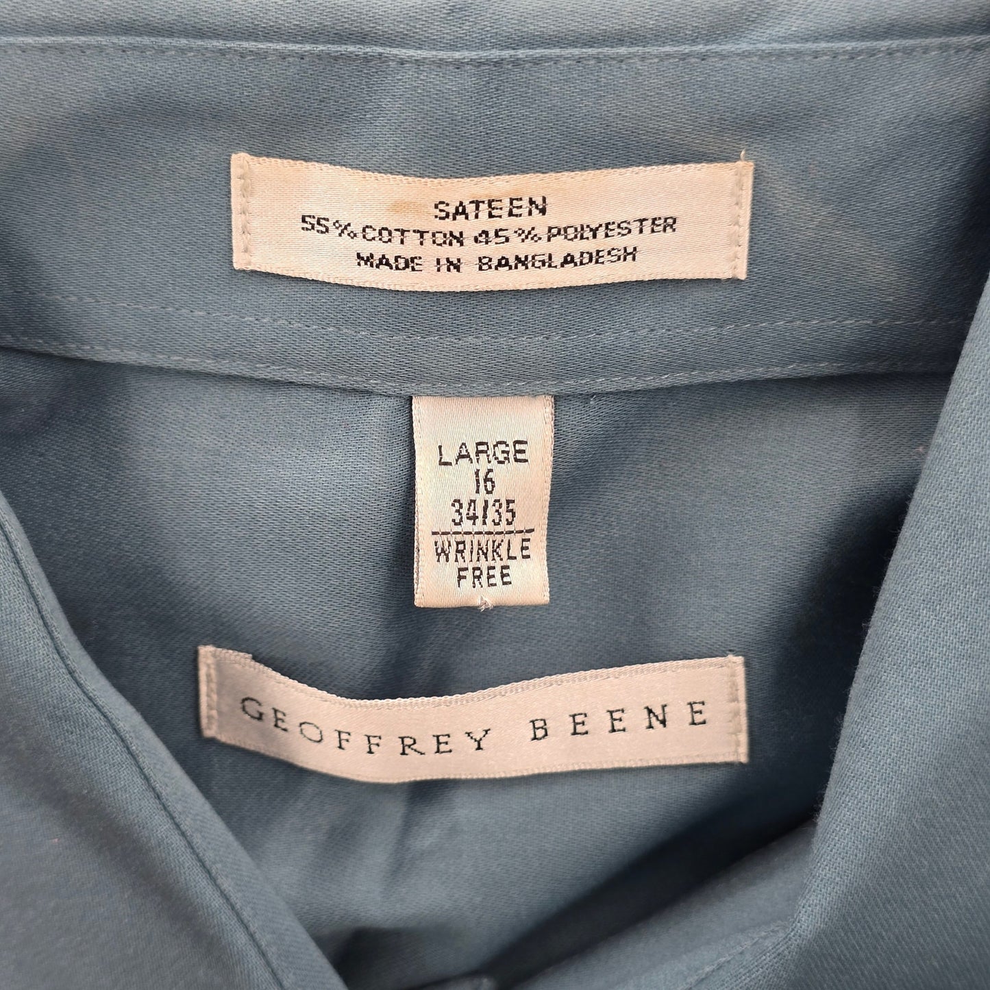 Geoffrey Beene Blue Mens Button Down Long Sleeve Preppy Dress Shirt Large
