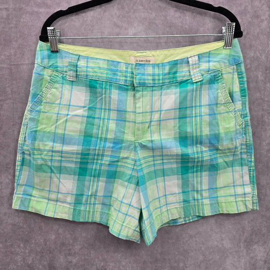 St Johns Bay Blue Plaid Bermuda Stretch Bottoms Pants Shorts Cotton 14