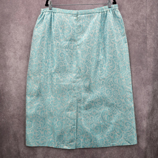 Michael DeGray Blue White Floral Midi Length Skirt Plus 20W