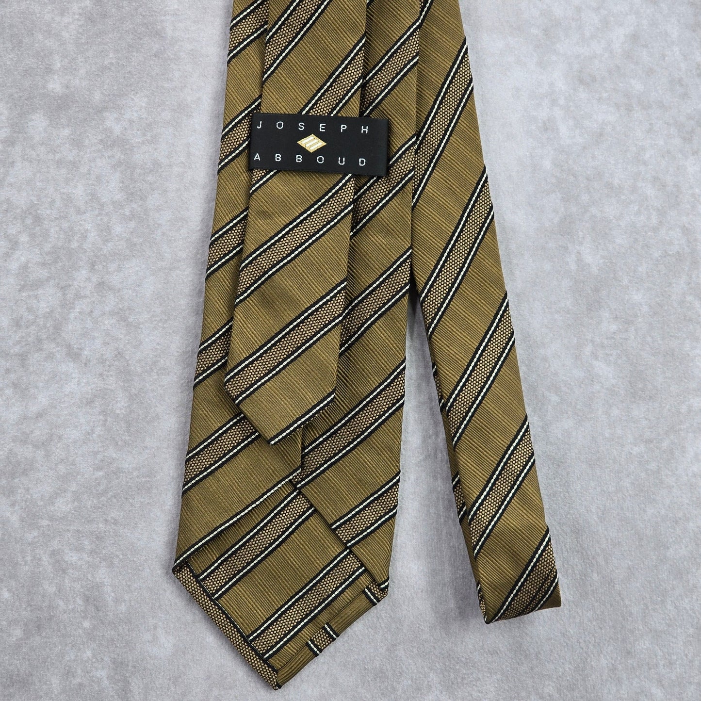 Joseph Abboud Italy Stripe Brown Black Repp Executive Silk Neck Tie Men's