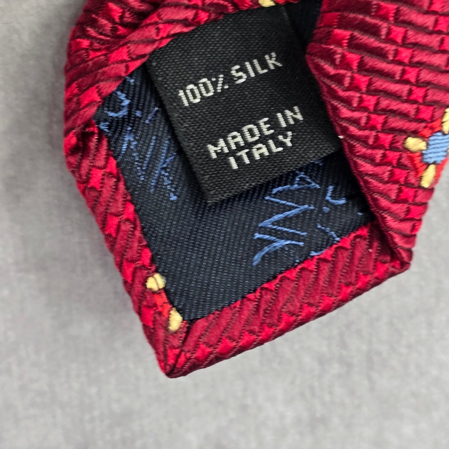 Jos. A. Bank Red Blue Floral Weave Geometric Silk Executive Italy Neck Tie Men's