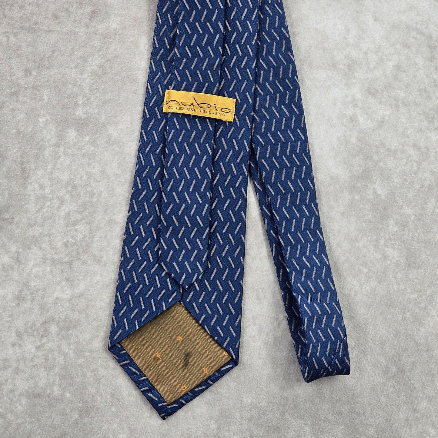Nubio Blue Silver Diamond Stripe Geometric Silk Executive Neck Tie Men's