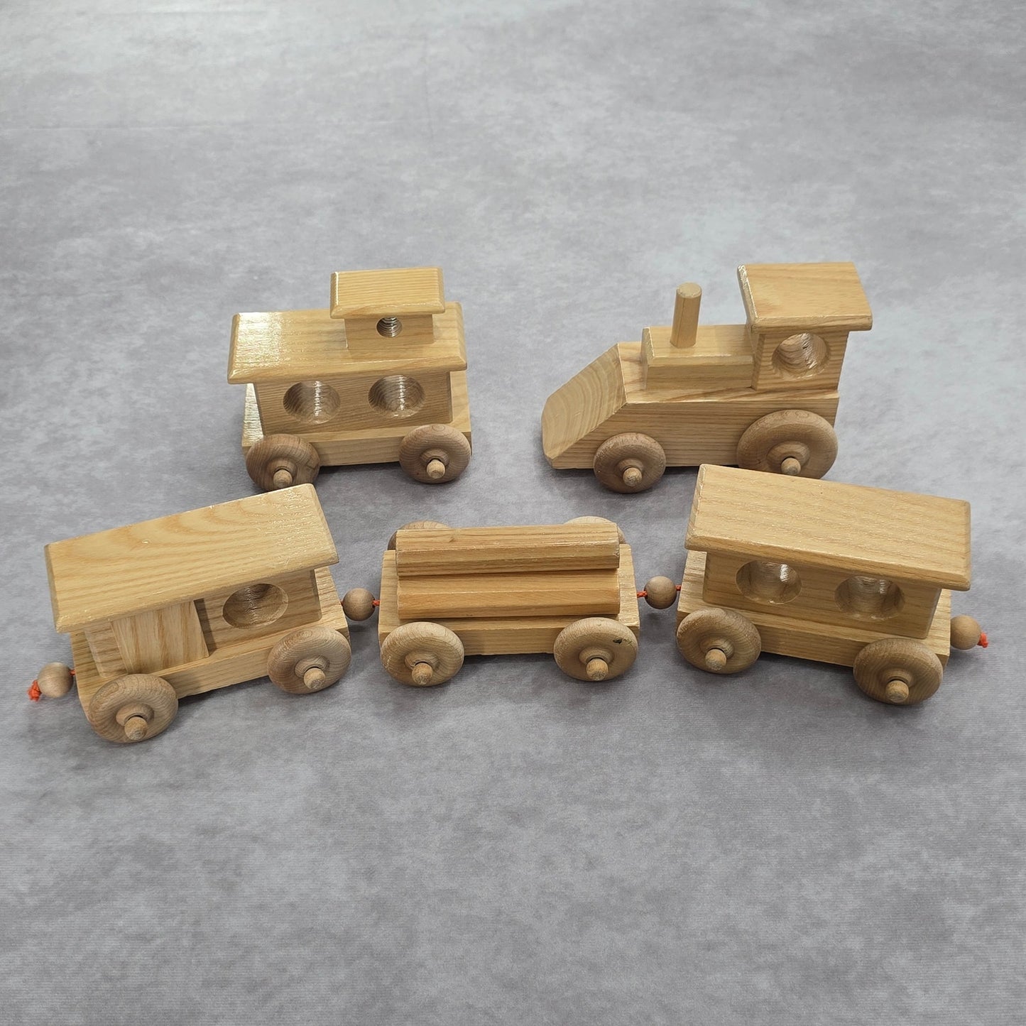 Wooden Hand Crafted At The Maine State Prison Train Set Five Trains Toys