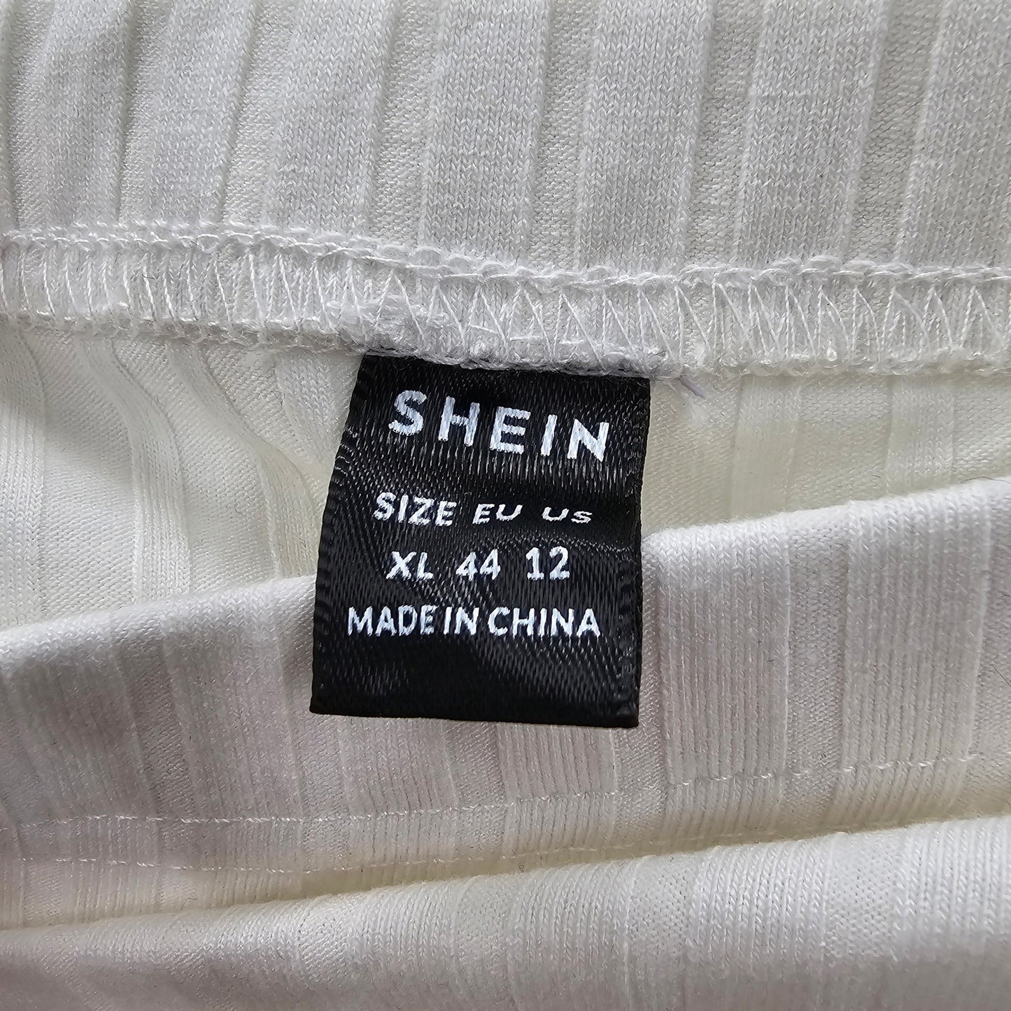 Shein White Stripe Button Pull On Stretch Midi Skirt Large 12
