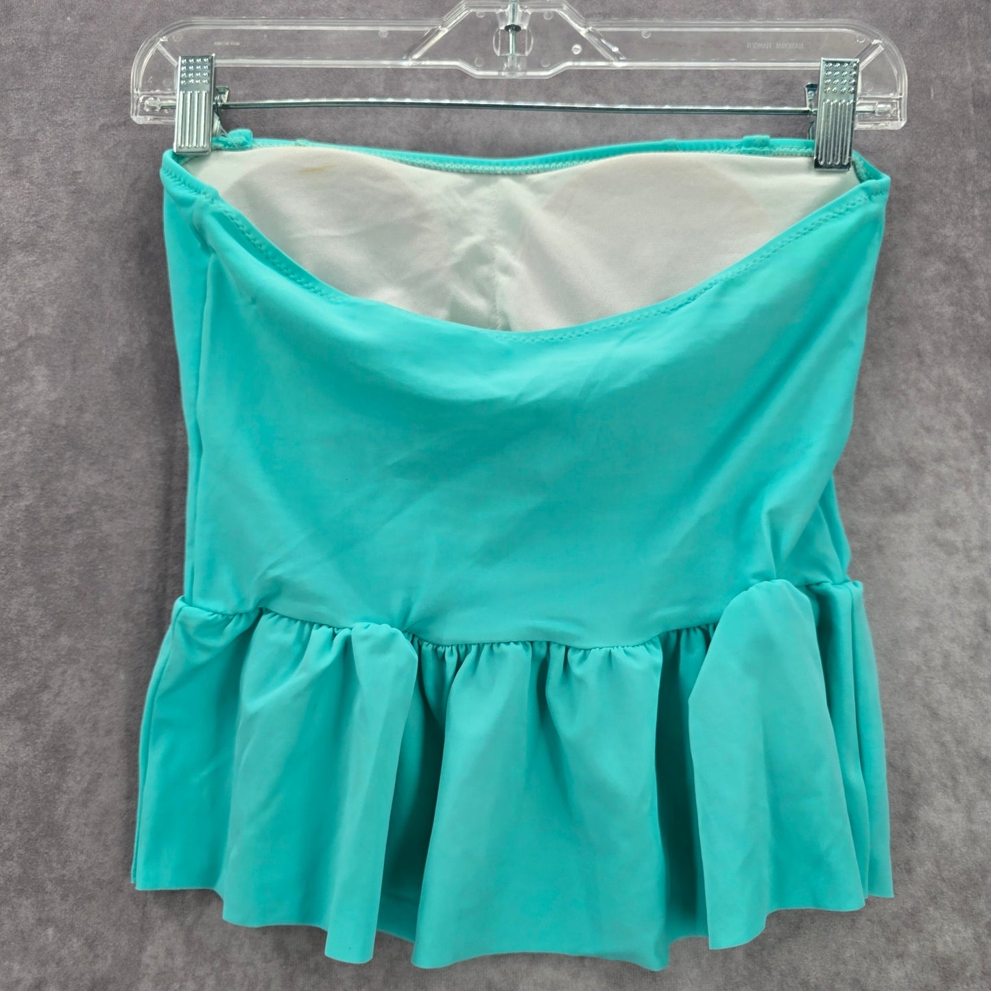 Blue Ruffle Crop Padded Tube Swimwear Tankini Tank Top Medium M