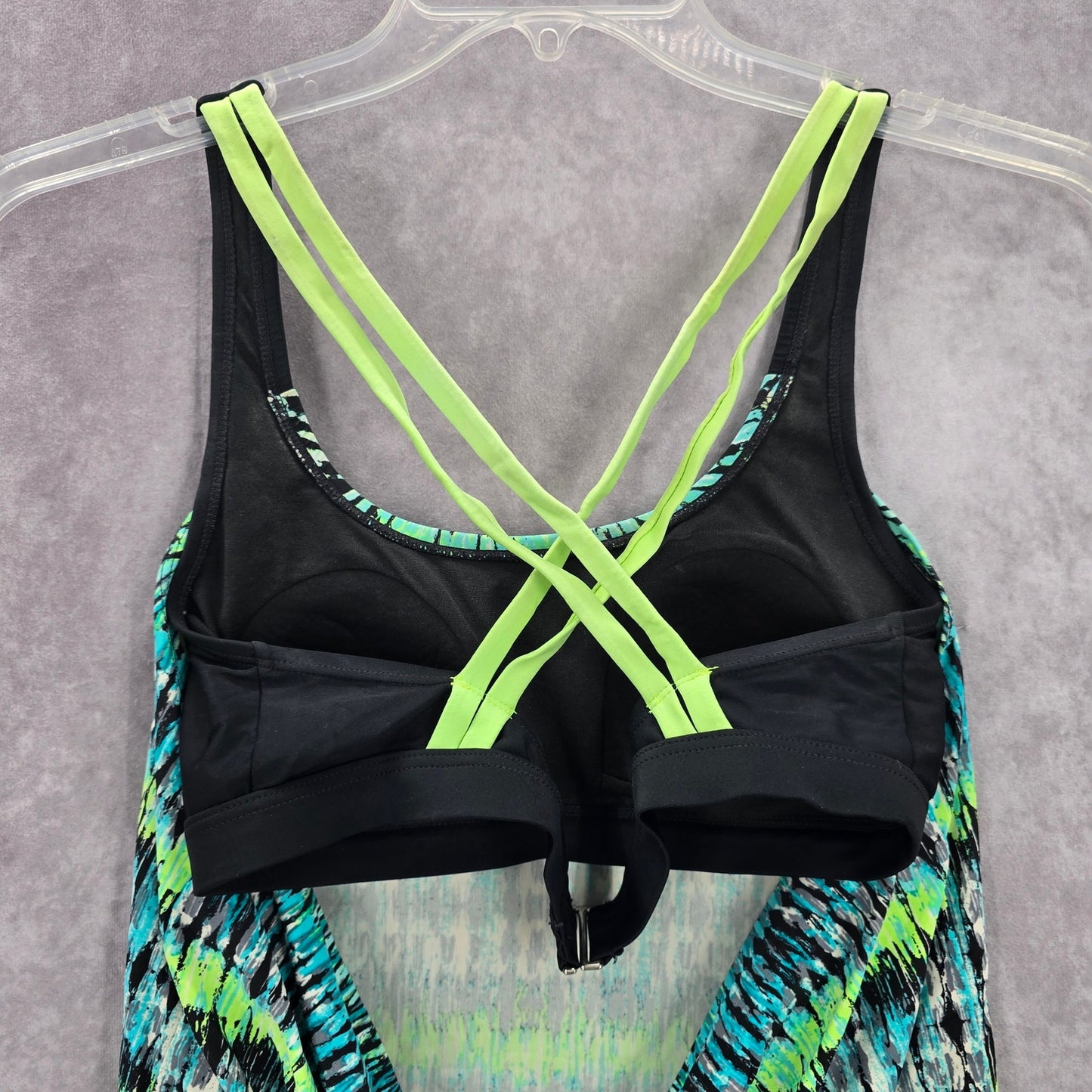 BCG Green Padded Sports Bra Swimwear Tankini Drape Back Tank Top Medium M 8