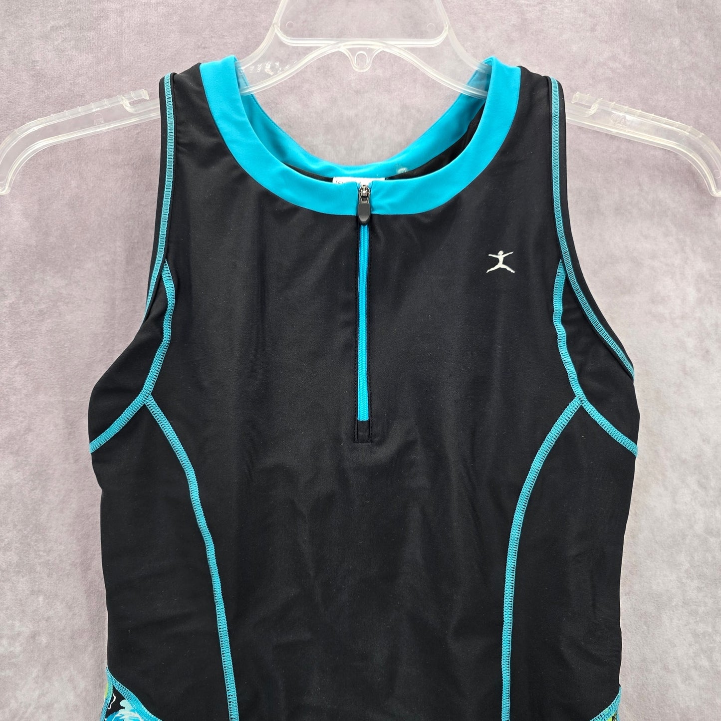 Danskin Black Floral Rash Guard Zip Swimwear Tankini Tank Top Medium M 10