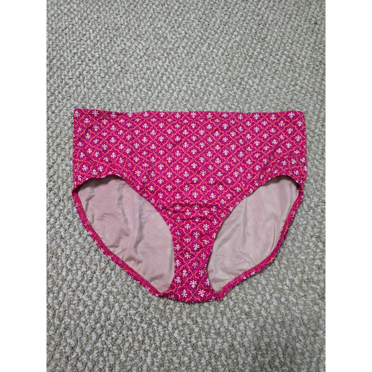 Pink Floral High Waist Swimsuit Bikini Bottom Resort Vacation Lands End Plus 22W SKU: B33