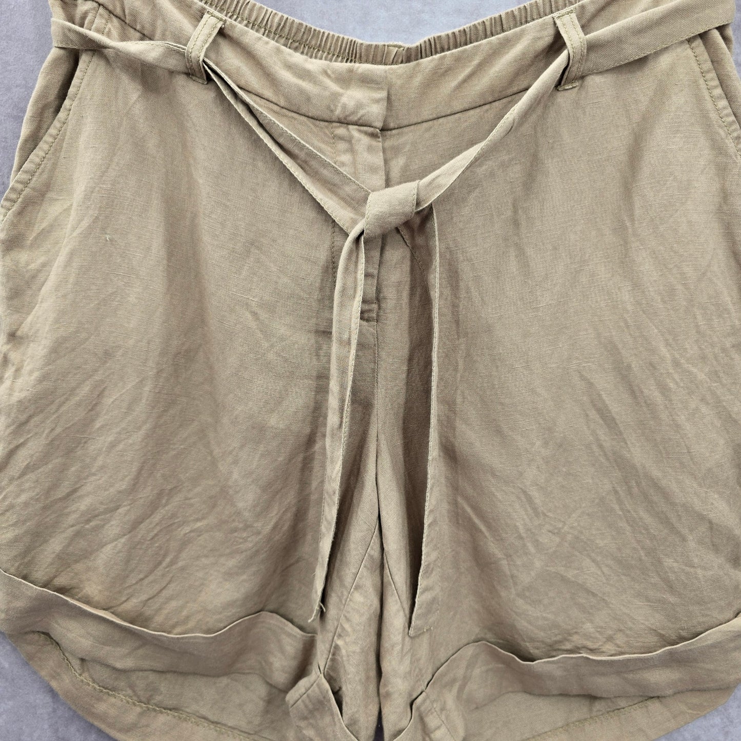 Lane Bryant Tan Linen Flat Front Bermuda Bottoms Pants Shorts Plus 14/16