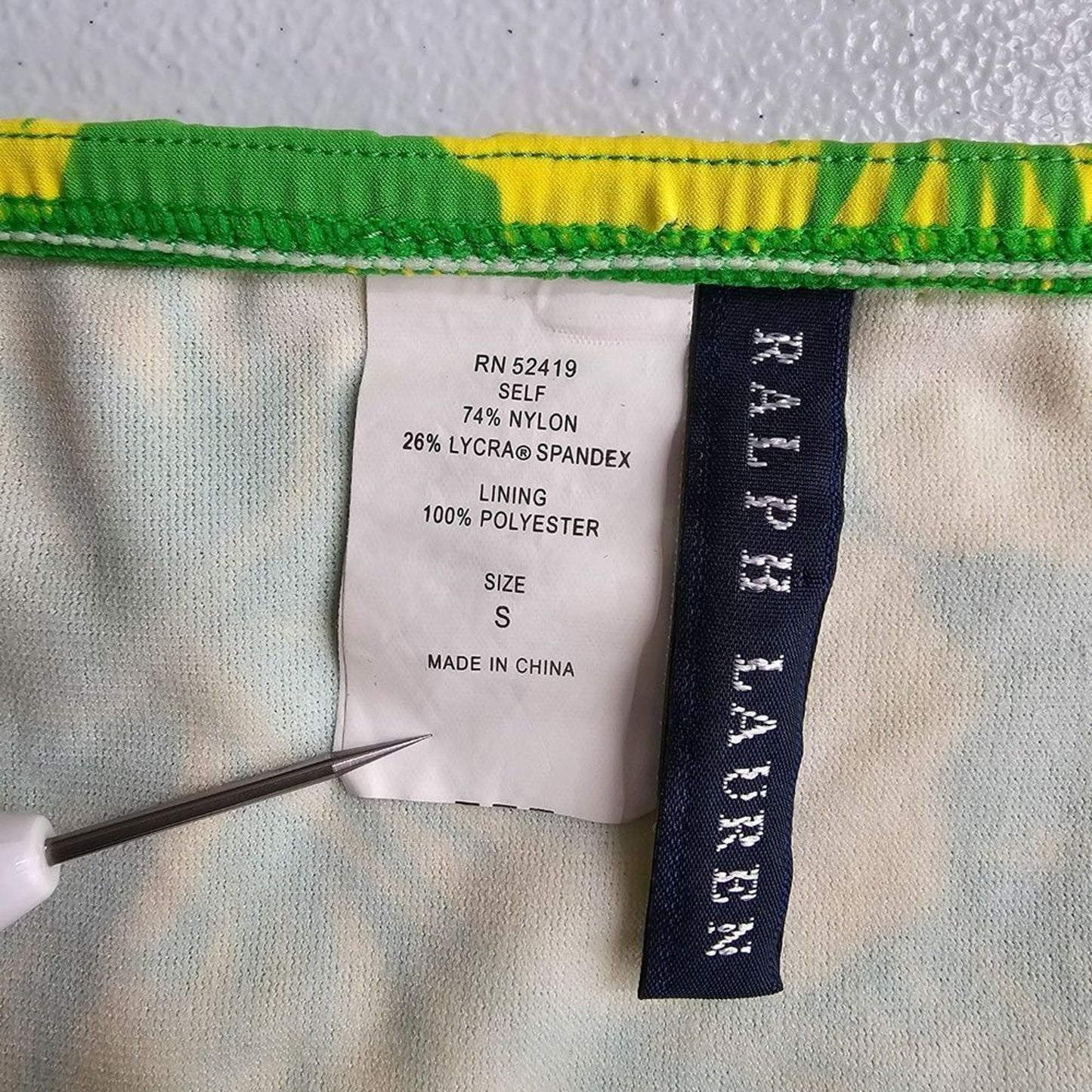 Ralph Lauren Yellow Green Floral Bikini Low Rise Bottom Ruffle RN52419 Small
