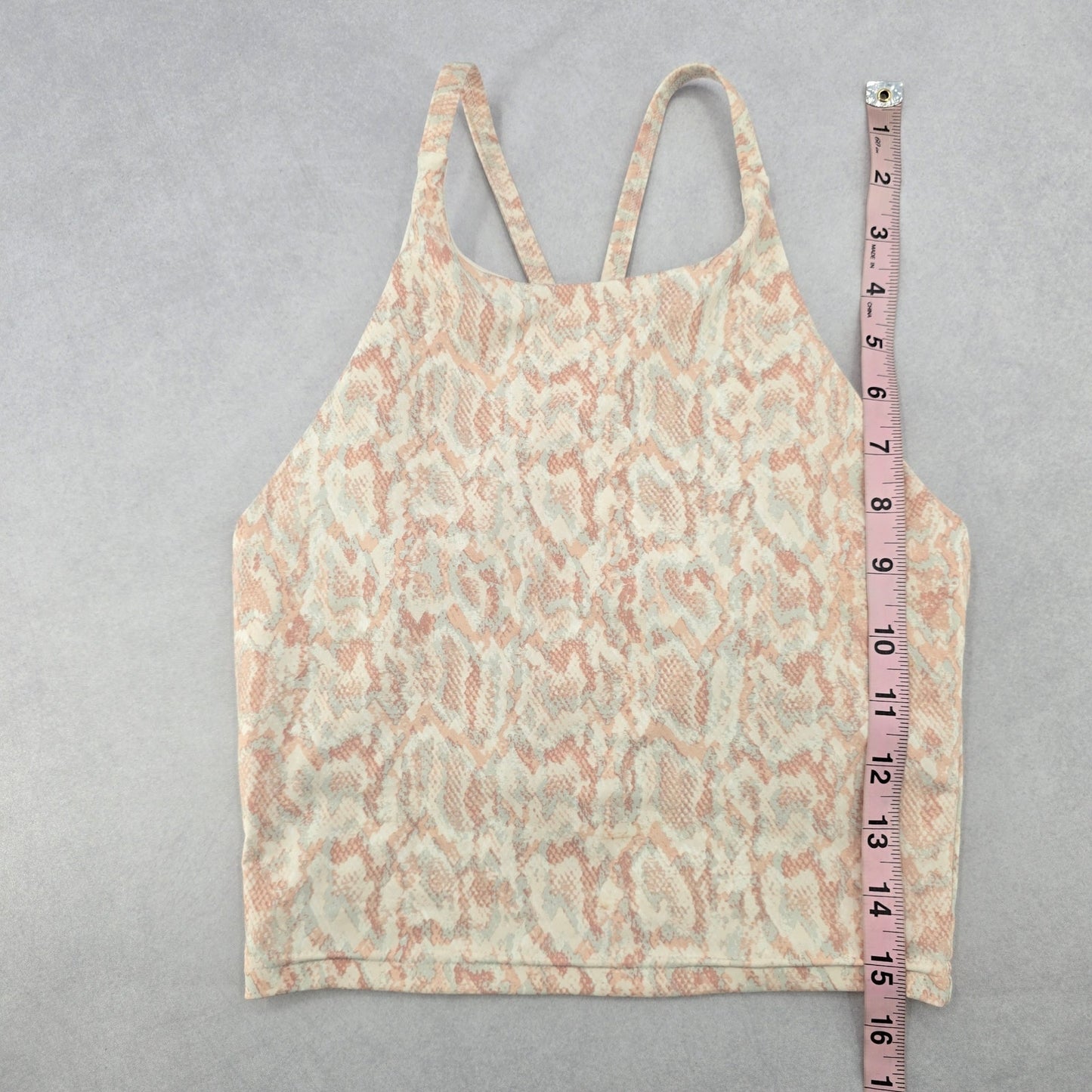 Old Navy Active Powersoft Cream Animal Crop Sports Bra Swim Top XS Extra Small