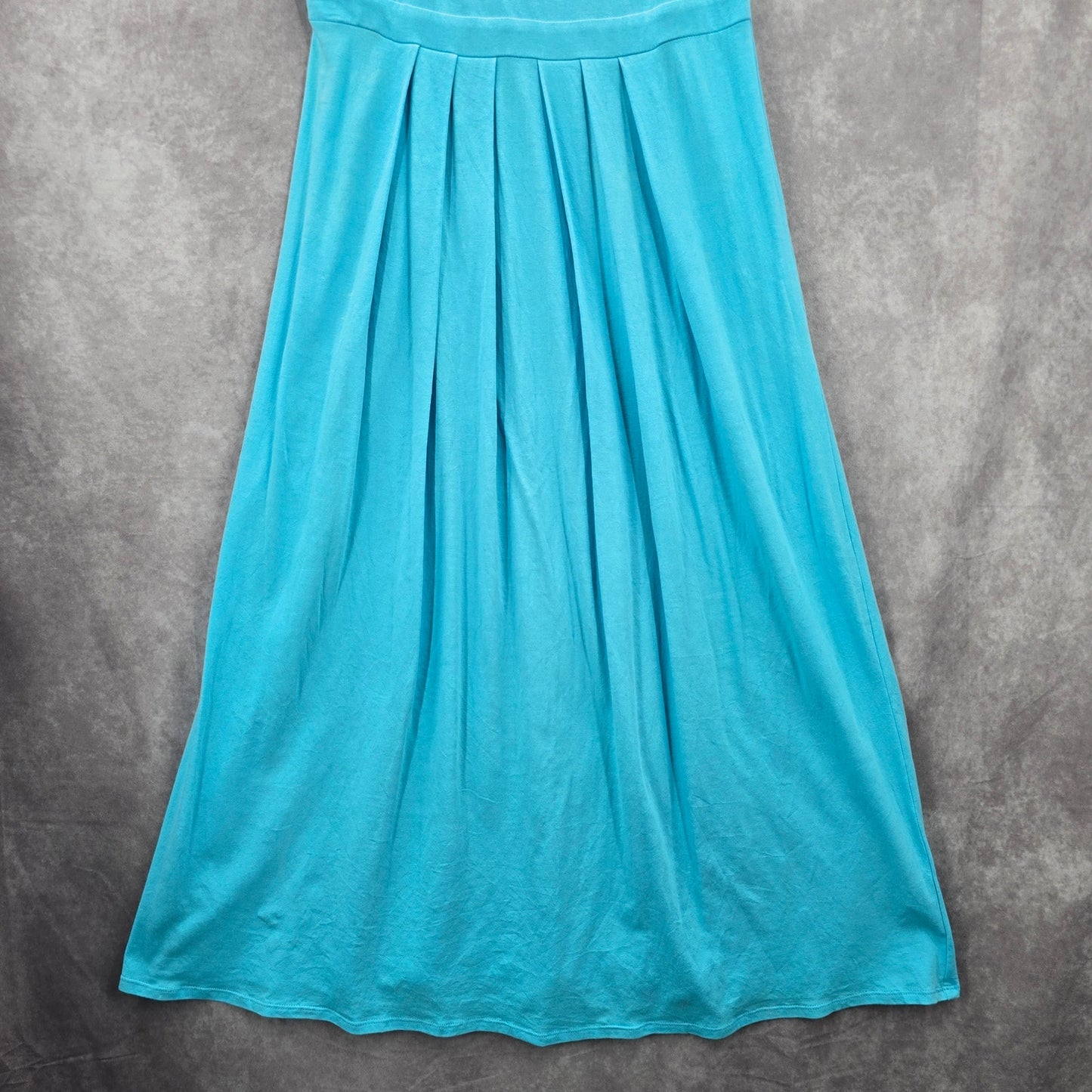 Chadwicks Blue Sleeveless Pleat Flare Midi Long Boho Cotton Dress Large