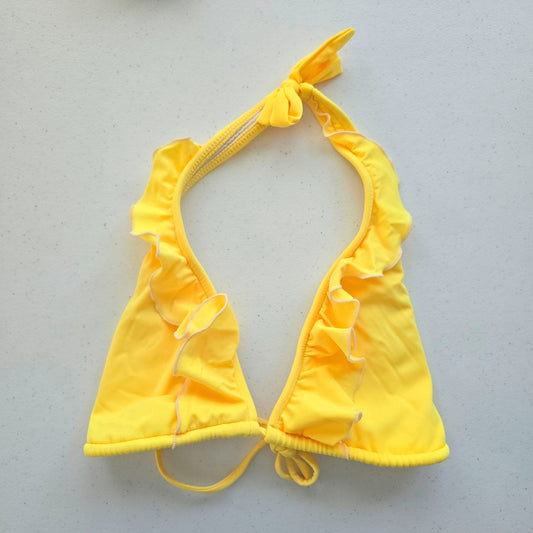 Old Navy Yellow Halter Tie String Ruffle Triangle Bikini Top Swimwear 1XL