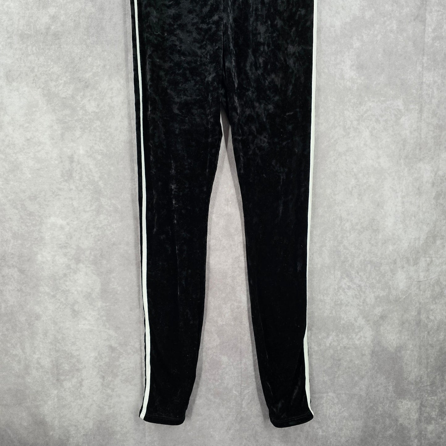 No Comment Black Skinny Velour Pullon Stripe Legging Bottoms Pants S Small
