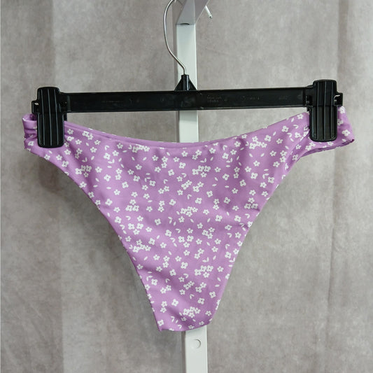 Purple White Floral Bikini Bottom Swimwear Small