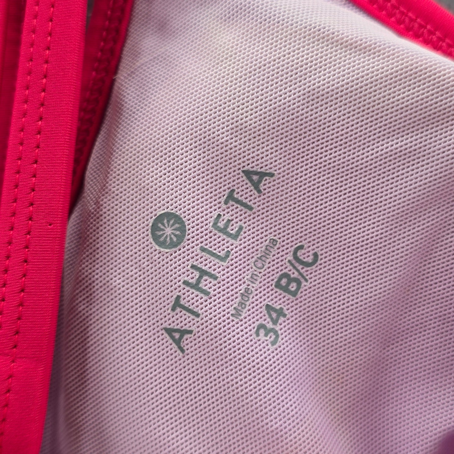 Athleta Pink Floral Scrunch Tie Padded Swimwear Tankini Tank Top Medium 34 B/C