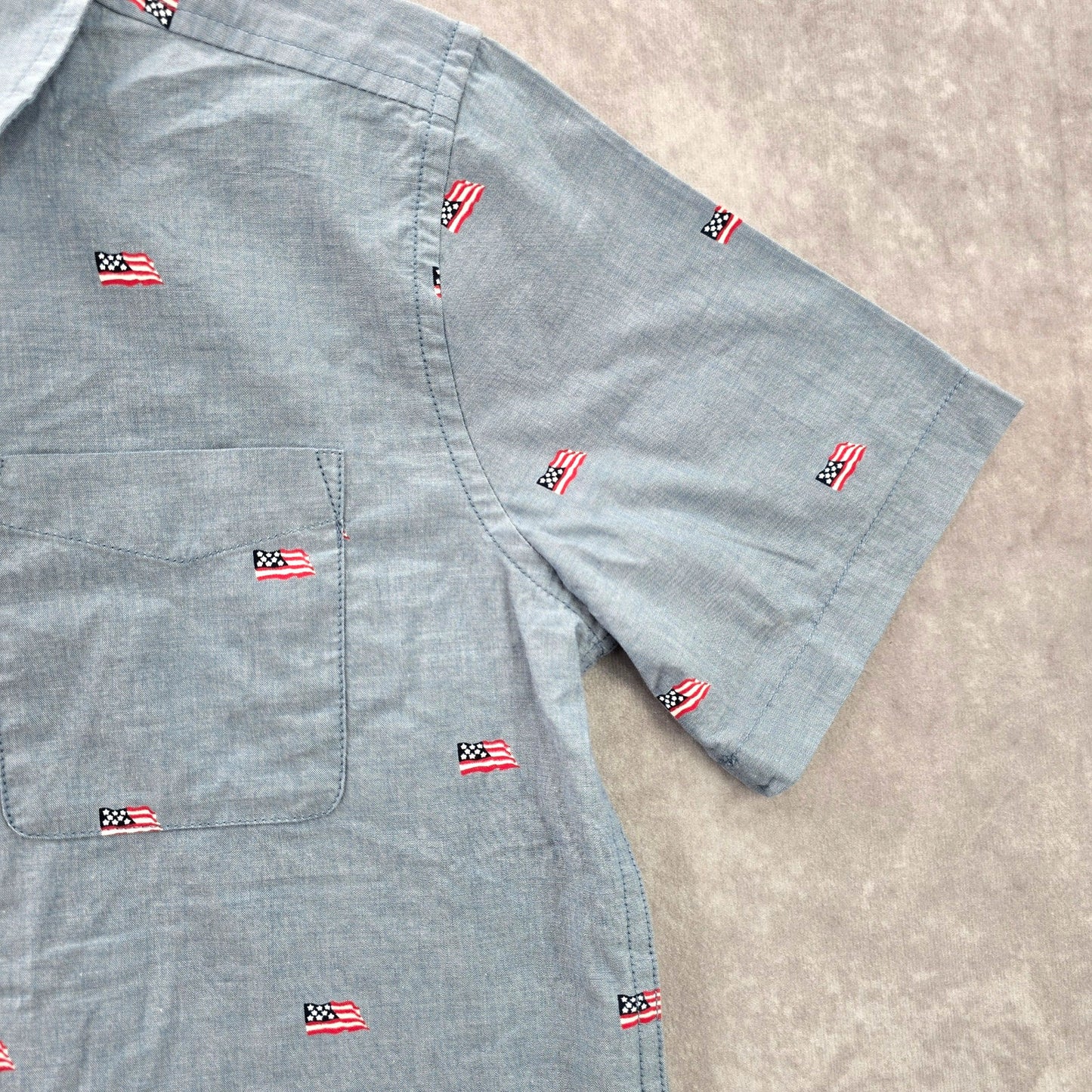 The Children's Place Blue American Flag Patriot Shirt Boys 10/12 Large