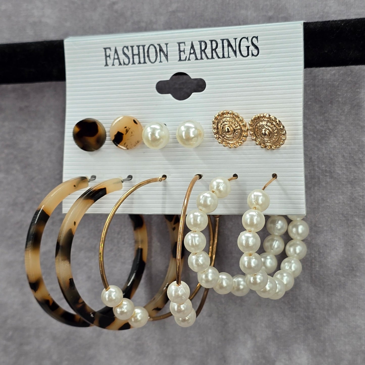 Pearl Hoop Stud Gold Brown Dangle Fashion Jewelry Earrings NWT JB2-59