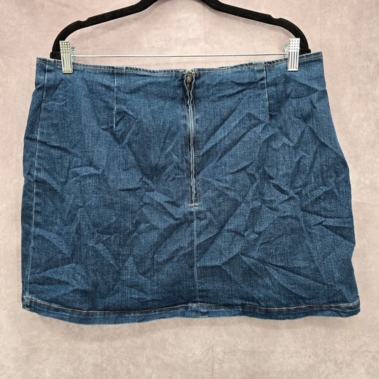 Wild Fable Blue Denim Jeans Short Mini Skirt Zip Up Size 18
