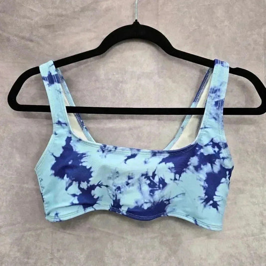 Blue Purple Tie-dye Swimwear Swimsuit Sports Bra Style Bikini Top Small