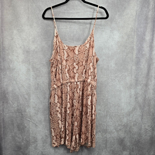 H&M Pink Printed Romper Sleeveless Shorts Pockets Stretch Large