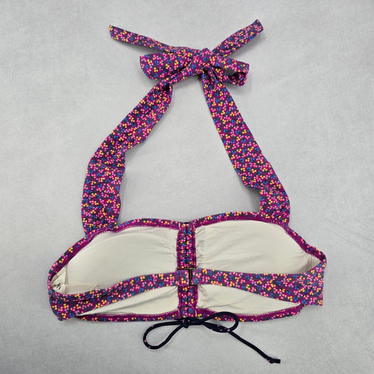 Matilda Jane Purple Floral Halter Tie Padded Bikini Bralette Swim Top S Small