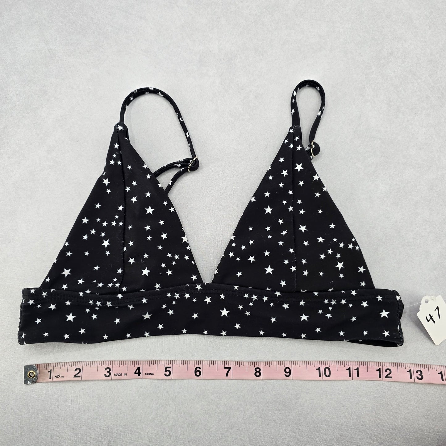 Black White Stars Active Sports Beach Bra Bikini Bralette Swim Top S Small