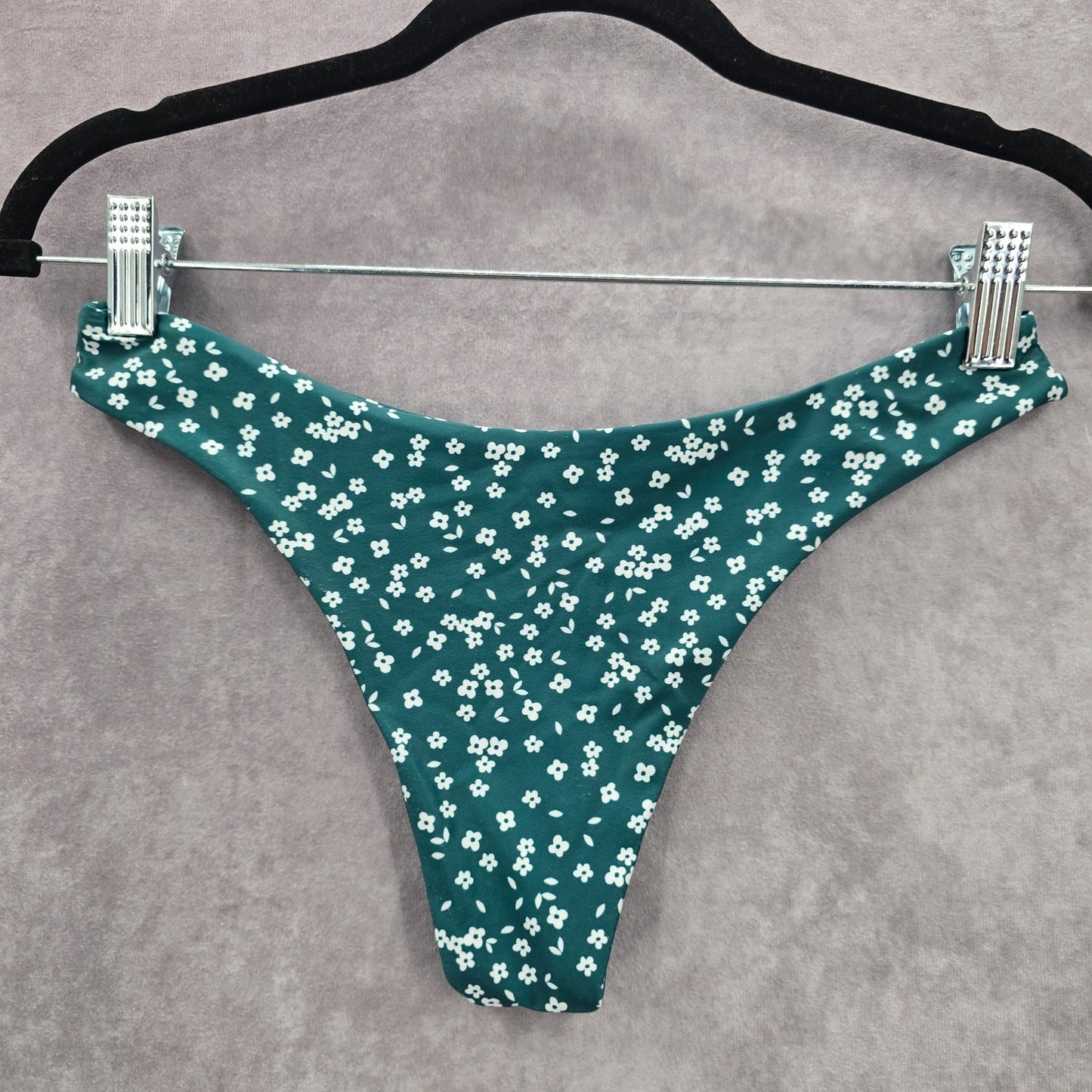 Shein Green Floral Print Bikini Bottom Swimwear Small