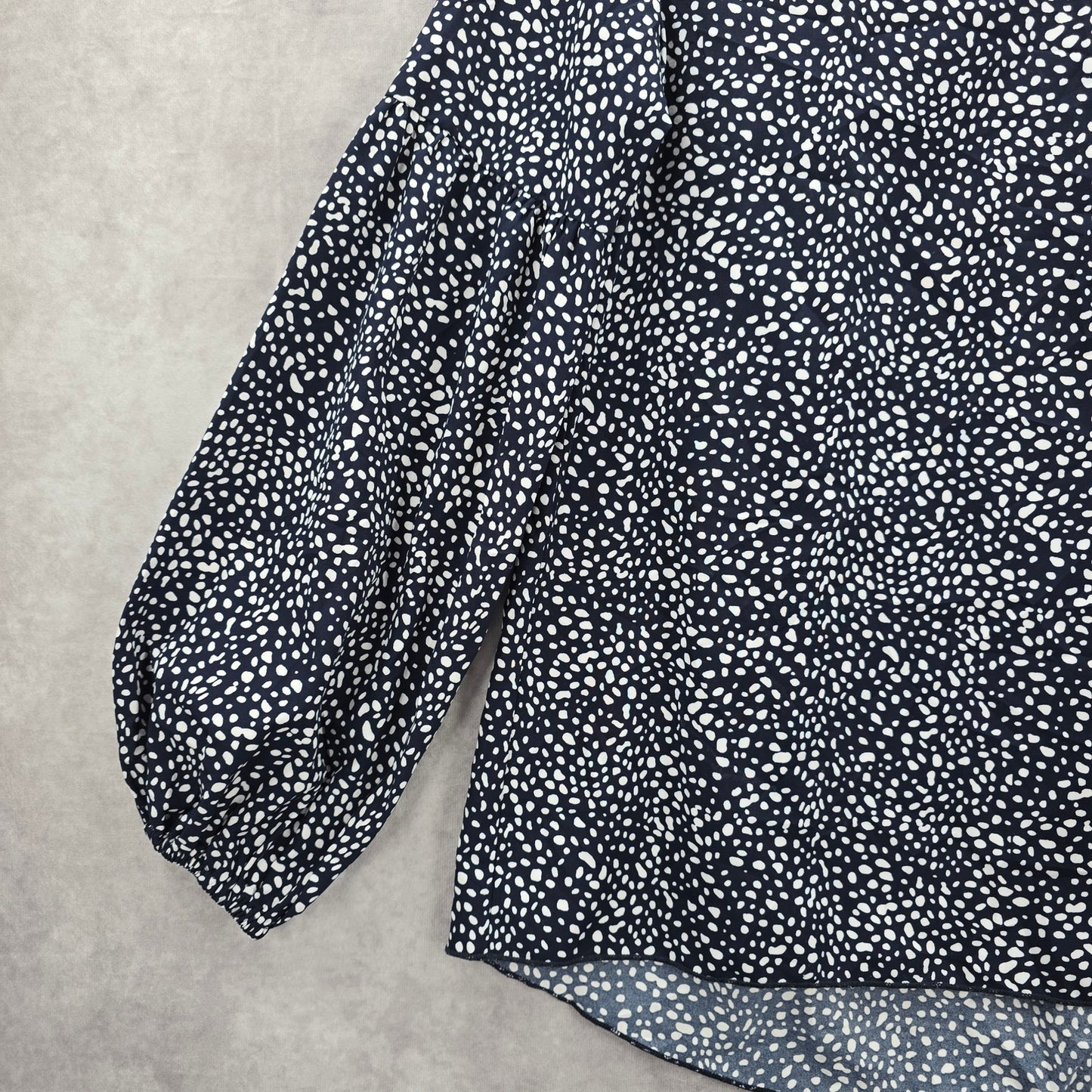 Shein Navy Blue Polka Dot Balloon Long Sleeve High Low Boho Peasant Small
