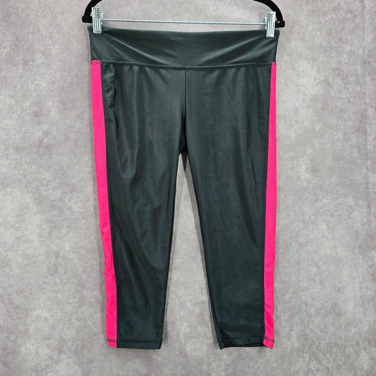 Gray Pink Active Crop Capri Stretch Sports Bottoms Leggings Pants L Large