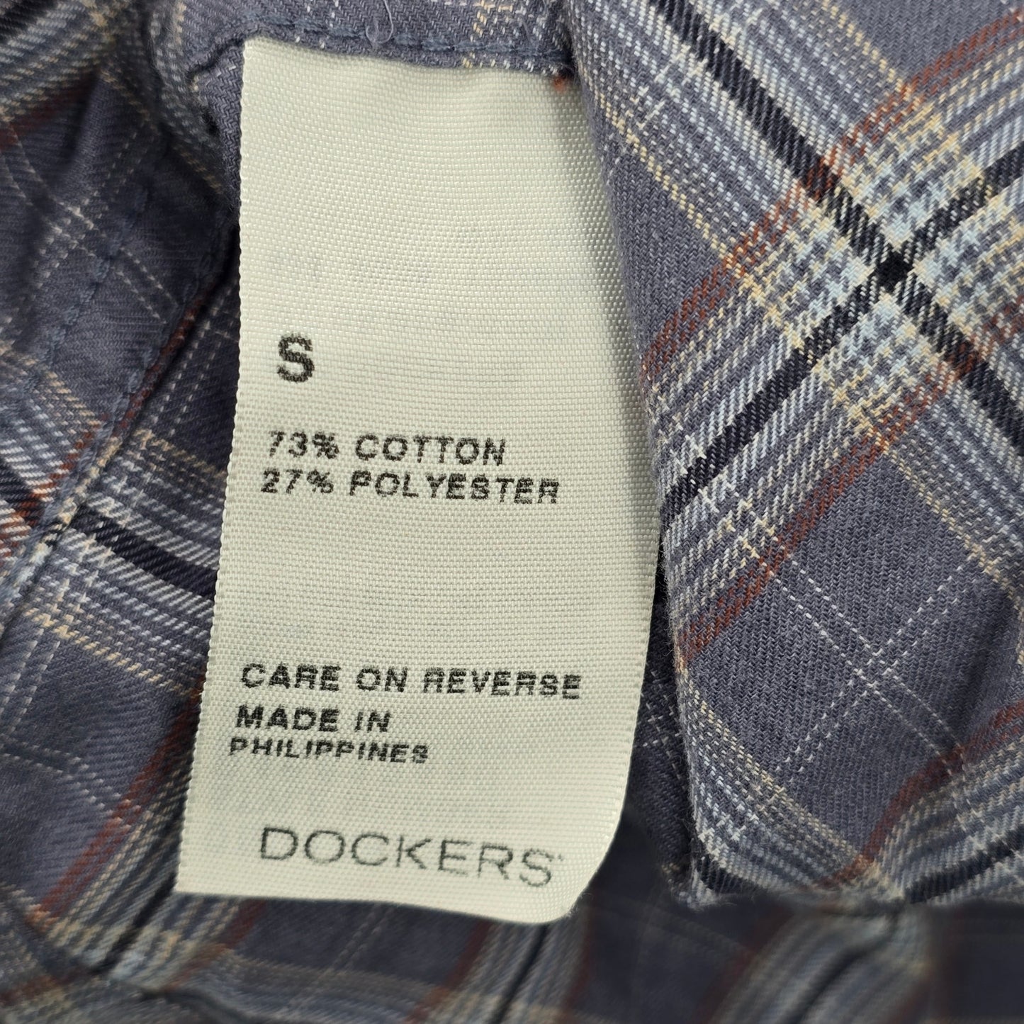 Dockers Gray Plaid Button Down Work Western Long Sleeve Cotton Shirt Small