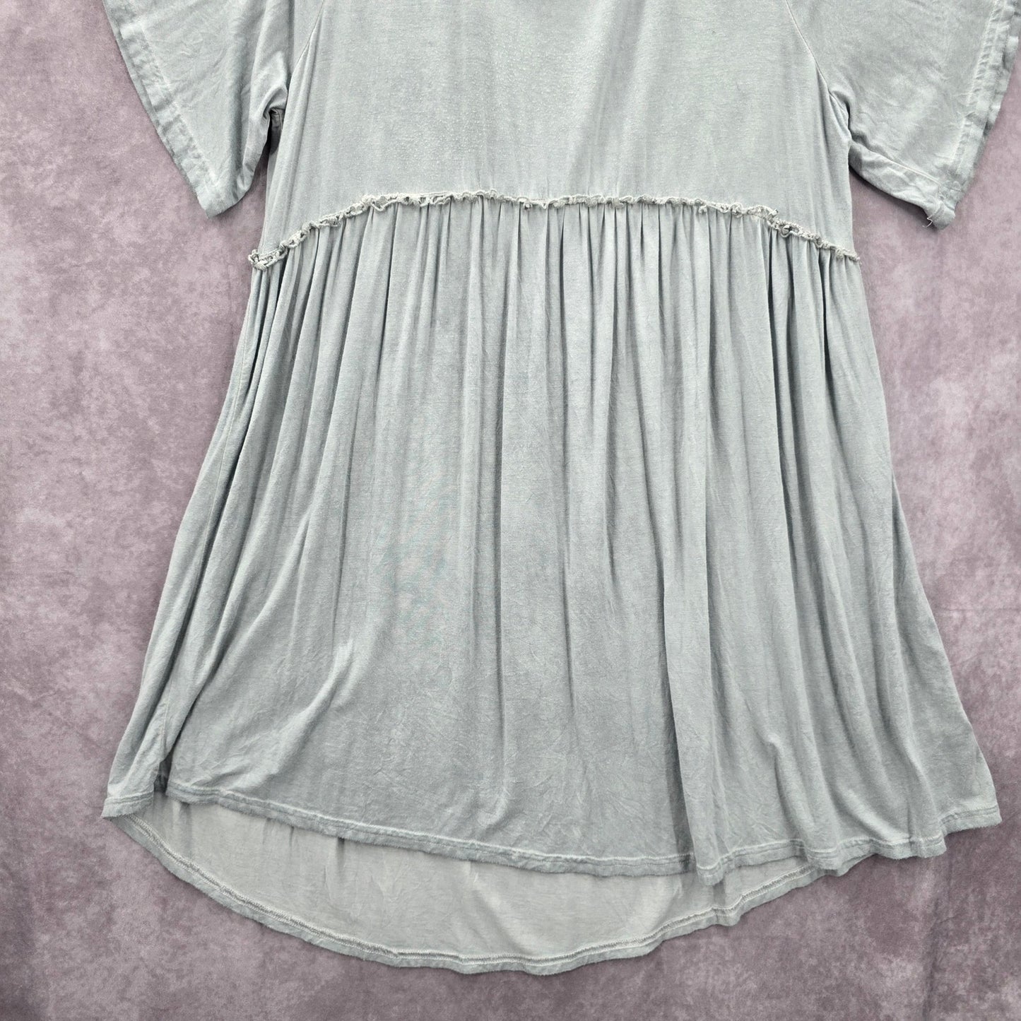 Umgee Gray Cold Shoulder Flare Ruffle Knee Length Boho Indie Dress Large