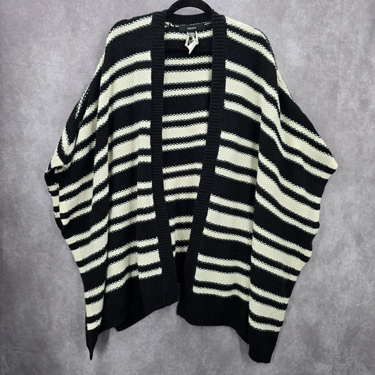 Forever 21 Black White Stripes Knit Cardigan Wide Poncho Cape Sweater One Size