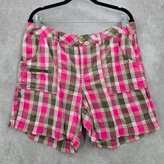 Faded Glory Pink Brown Plaid Stripe Cotton Pants Shorts Large