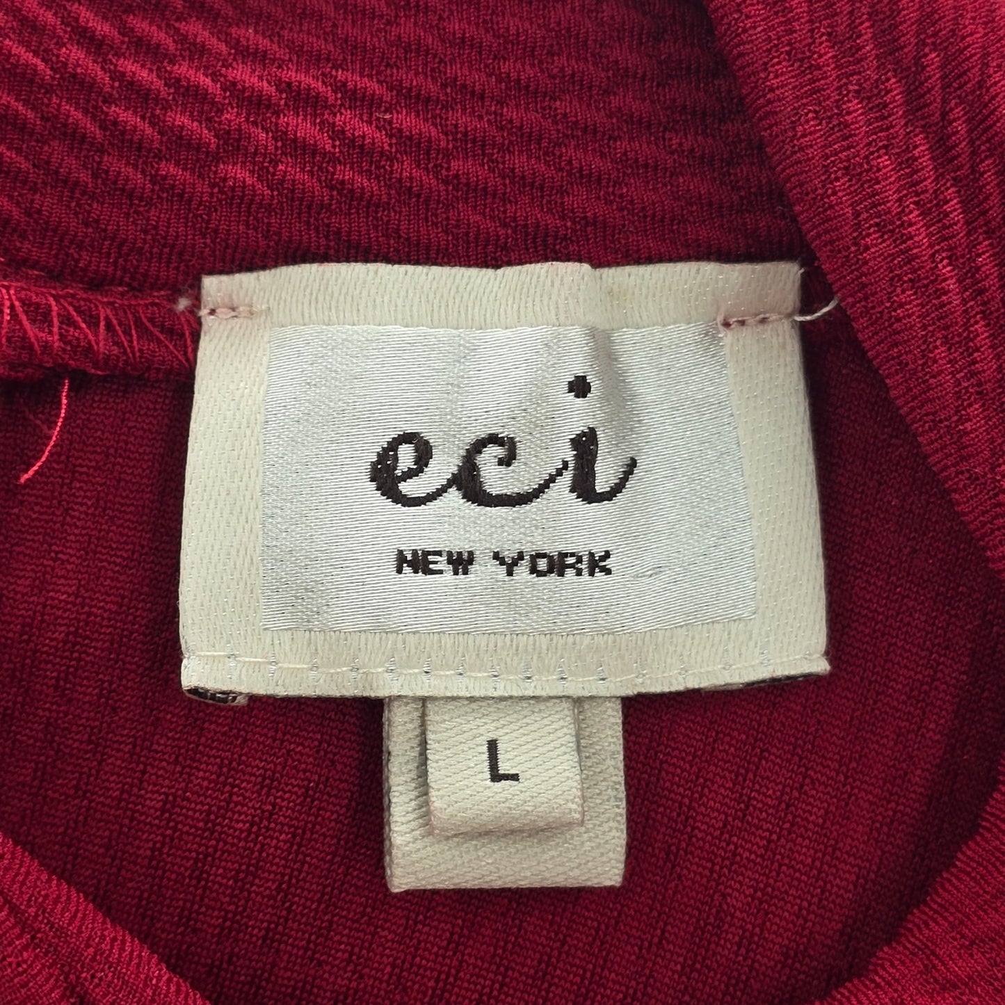 ECI New York Red Chevron High Neck Long Sleeve Flare Knee Length Dress Large