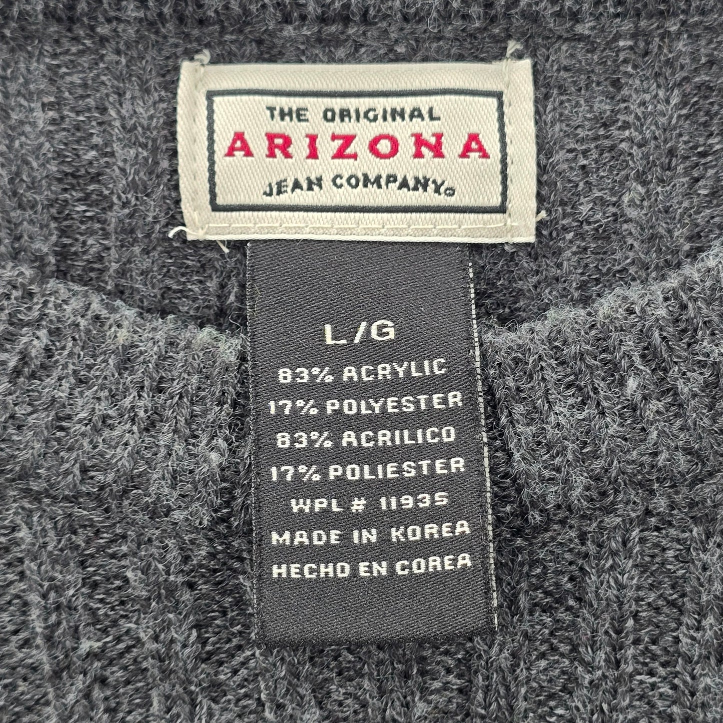 Arizona Gray Stripe Long Sleeve Sweater Cardigan Pullover Youth Boys Large