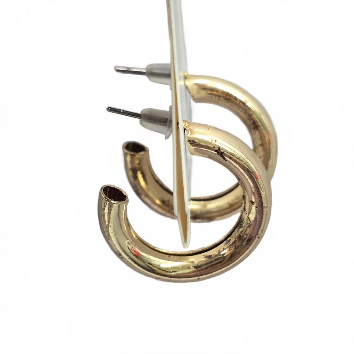Gold Circle Half Medium Hoop Hallow Earrings Fashion Jewelry JB1-03