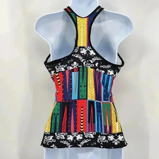 Tankini Black Red Swimwear Swim Suit Top Bathing Sleeveless Size Medium