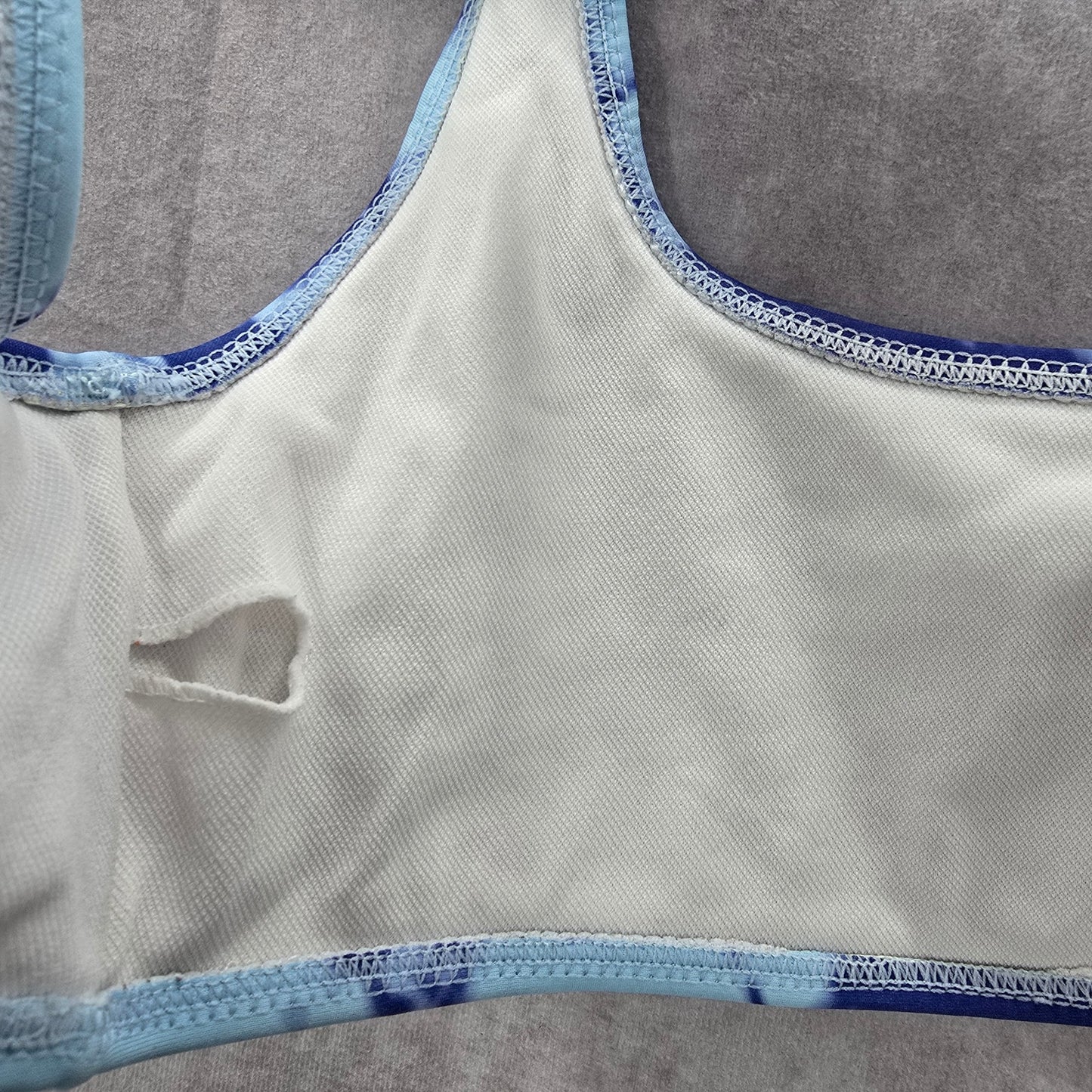 Blue Purple Tie Dye Swimwear Swimsuit Sports Bra Style Bikini Top Small