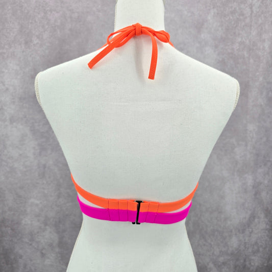 Victoria's Secret Black Pink Padded Bikini Top Halter Cutout Swimwear 34D